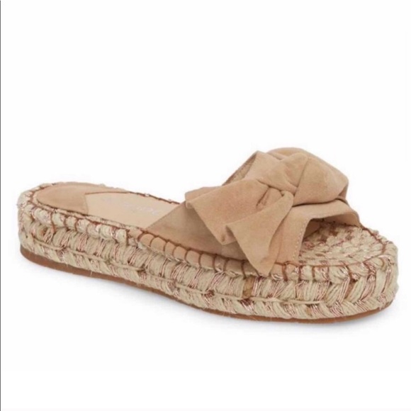 J/SLIDES Suede Espadrille Bow Sandal NIB 10 Tan - Picture 3 of 7